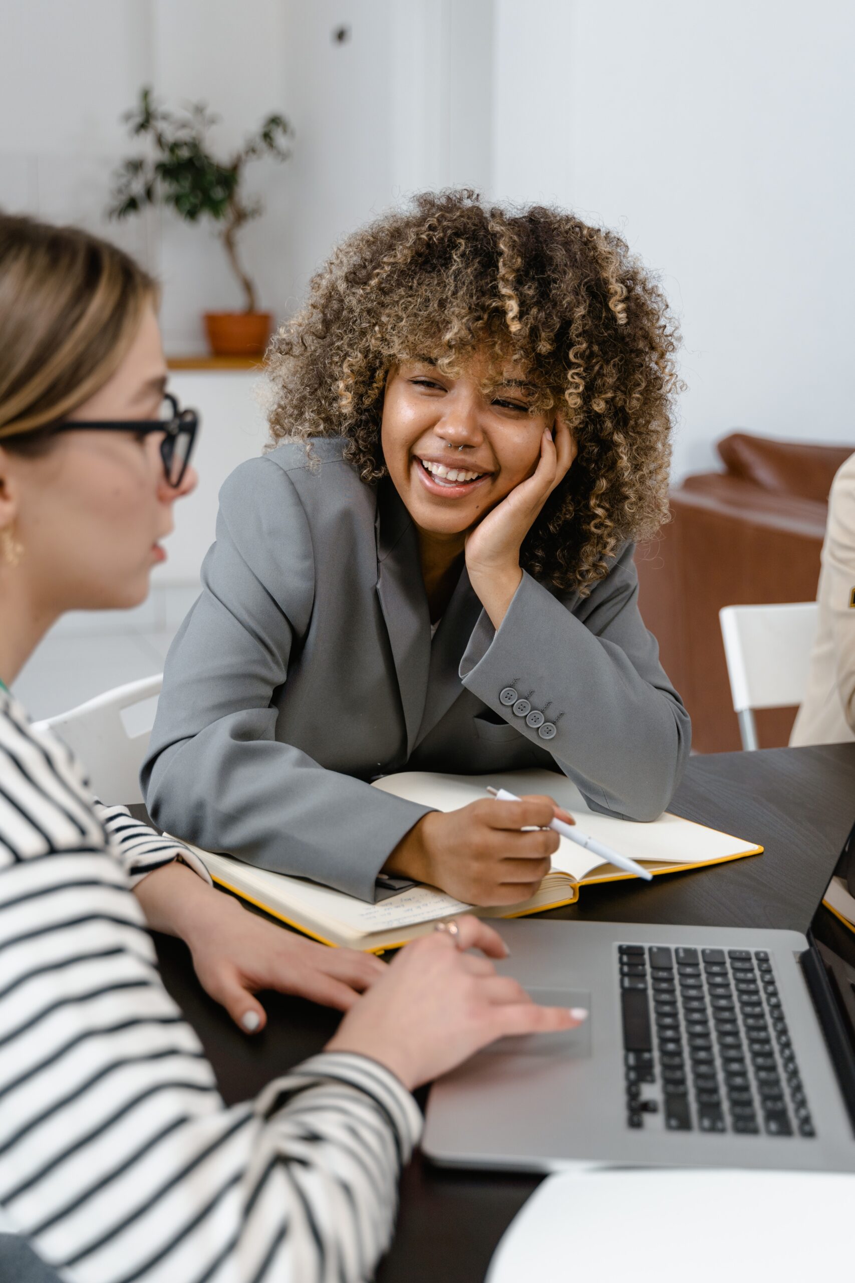 person speaking to client